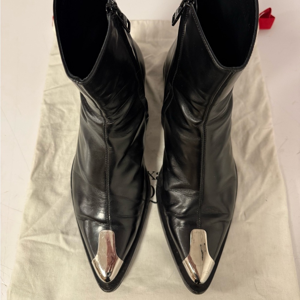 Alexander McQueen Black and Silver Chelsea Boots
